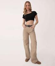 Calça Sarja Wide Leg Feminina Cargo Biotipo-89039 Calça Sarja Wide Leg Feminina Cargo Biotipo-89039