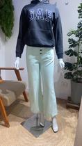 Calça Sarja Wide Leg Forever 21 Verde Menta com Botões Expostos