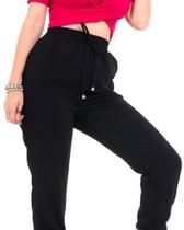 Calça Sirius Tecido Viscose Cordão Com Ponteiras Elástico Nas Barras Preta Calça Sirius Tecido Viscose Cordão Com Ponteiras Elástico Nas Barras Preta