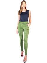 Calça Skinny Bengaline Wolfox Com Cinto Cintura Alta