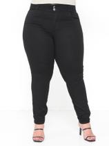 Calça Skinny Cigarrete Plus Size preta jeans cintura alta com lycra e bolso na frente lançamento Calça Skinny Cigarrete Plus Size preta jeans cintura alta com lycra e bolso na frente lançamento