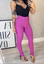 Calça Skinny Com Cinto Forrado Malha Pop Moda Blogueira