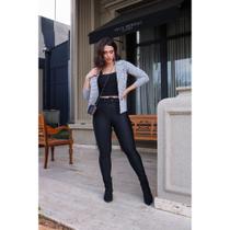 Calça Skinny Feminina Com Cinto Malha Poliamida Max Power