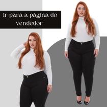Calça Skinny Feminina Plus Size Preta de Sarja Básica Elegância e Conforto