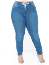 Calça Skinny Feminina Plus Size Taiga Jeans Cintura Alta com lycra com cordão na cintura