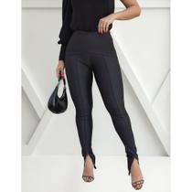 Calça Skinny Feminina Recorte Saia Frente Traspassado Malha