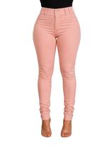 Calça Skinny Feminina Rosê Cintura Alta Levanta Bumbum Premium com Elastano Modeladora Moda Inverno