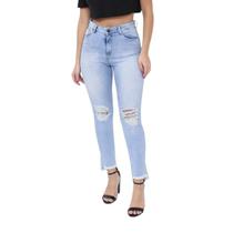 Calça Skinny Hot Pant Destroyed Azul Claro Lady Rock
