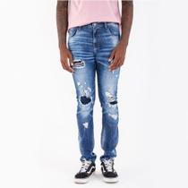 Calça Skinny Jeans Destroyed Masculina Rock&Soda Estilo Leve