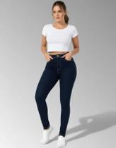 Calça Skinny Jeans Feminina Cintura Alta Com Lycra Elastano Confortavel