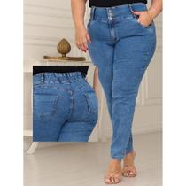 Calça Skinny Jeans Feminina com elastico na cintura modeladora Plus Size Clara cintura alta lycra/elastano moda tendenci - Faraya Jeans