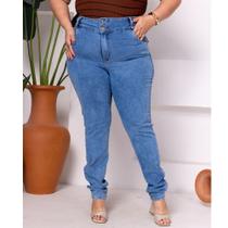 Calça Skinny Jeans Feminina modeladora Plus Size cintura alta lycra/elastano moda tendencia