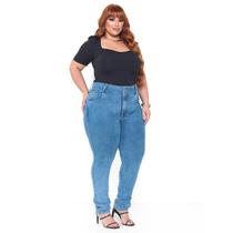 Calça Skinny Jeans Feminina modeladora Plus Size cintura alta lycra/elastano moda tendencia Calça Skinny Jeans Feminina modeladora Plus Size cintura alta lycra/elastano moda tendencia