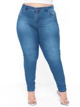 Calça Skinny Jeans Feminina modeladora Plus Size escura cintura alta lycra/elastano moda tendencia