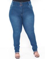 Calça Skinny Jeans Feminina modeladora Plus Size escura cintura alta lycra/elastano moda tendencia