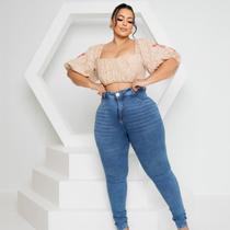 calça skinny jeans Plus Size lipo feminina cinta 360