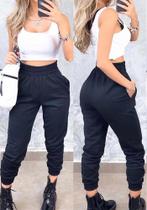 Calça Skinny Moletom Feminina Cintura Alta Flanelada