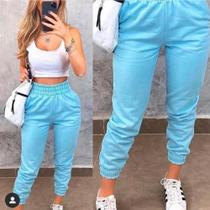 Calça Skinny Moletom Feminina Cintura Alta Flanelada