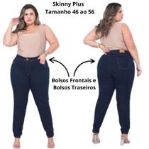 Calça Skinny Plus Size Jeans lavagem escura com lycra Taiga Faraya