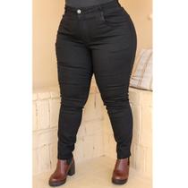 Calça Skinny Plus Size preta com STRASS jeans cintura alta com lycra e bolso na frente lançamento - 48 Calça Skinny Plus Size preta com STRASS jeans cintura alta com lycra e bolso na frente lançamento - 48