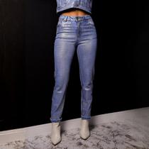 Calça Skinny Reta Com foil Feminino Revanche Damieta Calça Skinny Reta Com foil Feminino Revanche Damieta