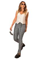 Calça Skinny Xadrez Feminina Cintura Alta Blogueira Papilloo
