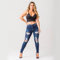 Calça Skinny Zune Feminina Destroyed Sarja Moderna Conforto