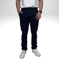 Calça Slim Chino Com Elastano Azul Marinho Calça Slim Chino Com Elastano Azul Marinho