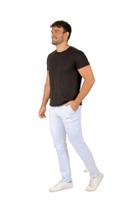 Calca Slim esport Fino Masculino Sarja Brim Branco com Elastano Amel Jeans