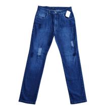 Calça Slim Fit Jeans Masculina Hiper Destroyed com Puido Plus Size do 48 ao 56