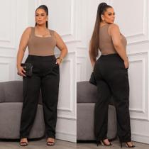 Calça Social Alfaiataria Plus Size G1 Moda Curve Cenoura Elegante