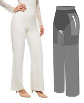 Calça social BRXL 29 Petite para mulheres com controle de barriga branca 3XL