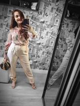Calça Social com Zíper Bege Malha Tamanho P Calça Social com Zíper Bege Malha Tamanho P