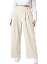 Calça social de perna larga Eytino Elastic Waffle de cintura alta para mulheres