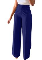 Calça social de perna larga Lucuna, cintura alta, azul reto