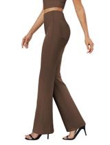 Calça social DLOODA Bootcut, cintura alta, elástica, marrom, feminina Calça social DLOODA Bootcut, cintura alta, elástica, marrom, feminina