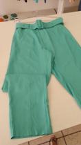 Calça social feminina com cinto verde água G Calça social feminina com cinto verde água G