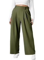 Calça social feminina Eytino, tamanho grande, cintura elástica, 2x verde