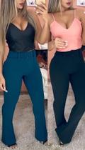 Calça Social Feminina Flare Com Cinto