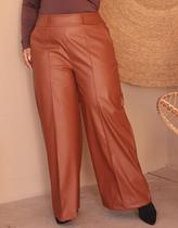 Calça Social Feminina Plus Size Cintura Alta material sintético
