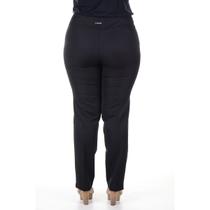 Calça Social Feminina Plus Size Reta Confeccionada em Tecido de Two Way - Preta