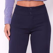 Calça Social Feminina Tecido de Two Way Azul Marinho