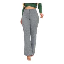 Calça Social Flare Bailarina Com Zíper Bolso E Cintura Alta Calça Social Flare Bailarina Com Zíper Bolso E Cintura Alta