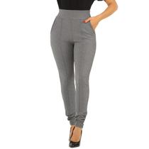 Calça Social Malha Crepe Cintura Alta Feminina Bolso Skinny Calça Social Malha Crepe Cintura Alta Feminina Bolso Skinny