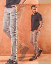 Calça Social Masculina Sarja Skinny Cinza Escuro Bolso Faca - Bivik Jeans