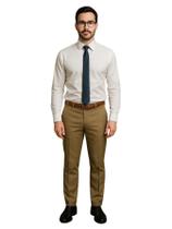 Calça Social Masculina Slim Marrom Esverdeado Calça de Terno Oxford