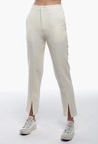 Calça Social Off White Feminina Alfaiataria com Elastano e Bolsos Sob