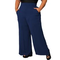 Calça Social Plus Size Pantalona Não Amassa Duna Com Forro e Bolso Tecido Premium