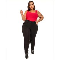 Calça Social Trabalho Plus Size Skinny Cós Alto com Bolso Bengaline Feminina Calça Social Trabalho Plus Size Skinny Cós Alto com Bolso Bengaline Feminina