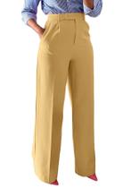 Calça social Unybwonn de cintura alta reta, perna larga, amarela Calça social Unybwonn de cintura alta reta, perna larga, amarela